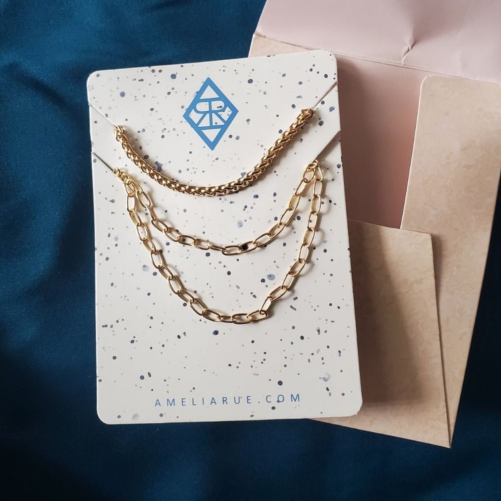 CLEARANCE Amelia Rue Multi-Strand Layering Necklace Set in Gold